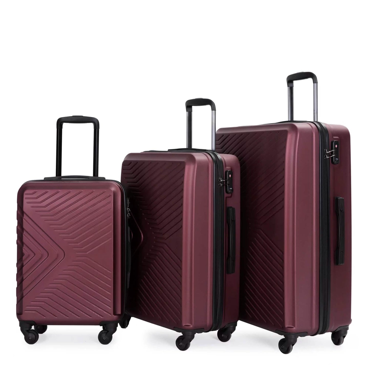 3-teiliges Set: Hartschalen-Leichtkoffer mit TSA-Schloss und Spinner-Rädern