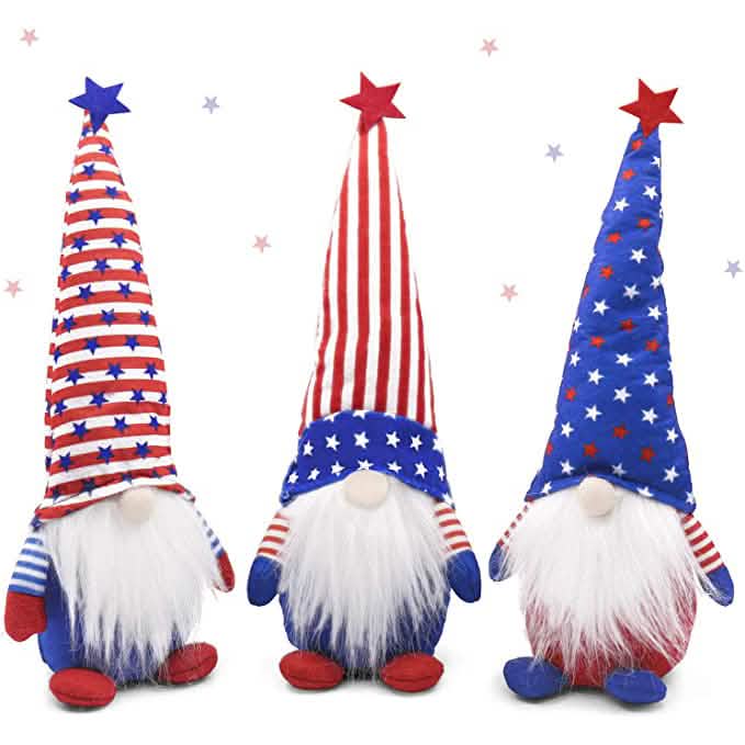 3er-Set: Patriotische Wichtel Plüsch-Standfiguren