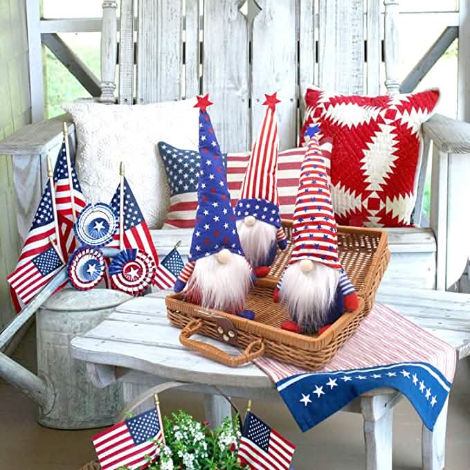 3er-Set: Patriotische Wichtel Plüsch-Standfiguren