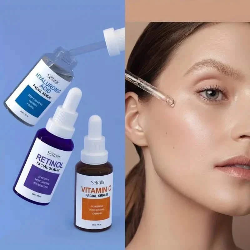 3er-Set: Séfralls Hyaluronsäure VC Retinol Essenz mit Vitamin-C und Hyaluronsäure Serum