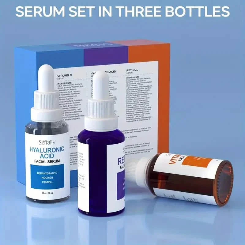 3er-Set: Séfralls Hyaluronsäure VC Retinol Essenz mit Vitamin-C und Hyaluronsäure Serum