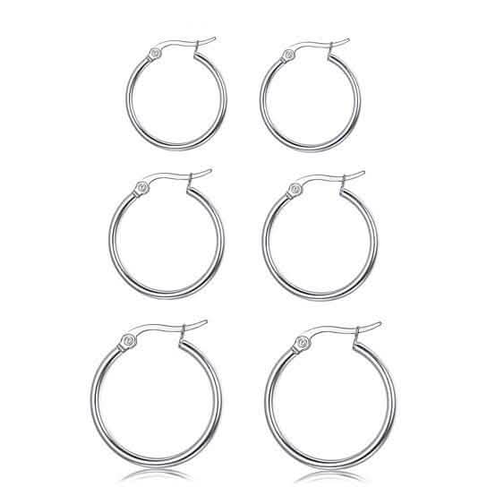 3-teiliges Set: Creolen aus Sterlingsilber mit französischem Verschluss