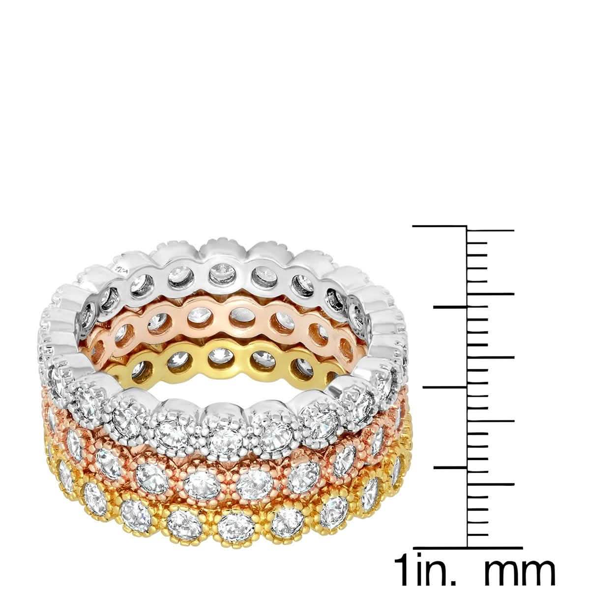 3-teiliges Set: Ewige Ringe zum Stapeln aus 18 Karat Weiß-, Gold- und Roségold