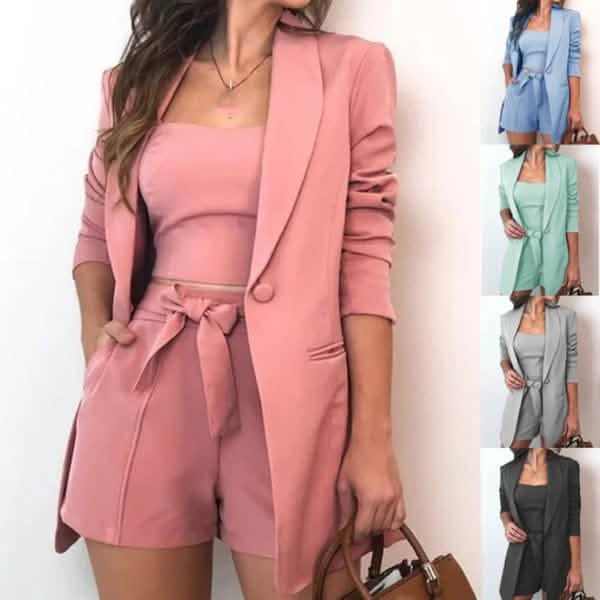3-teiliges Set: Modischer Damen Blazer Anzug