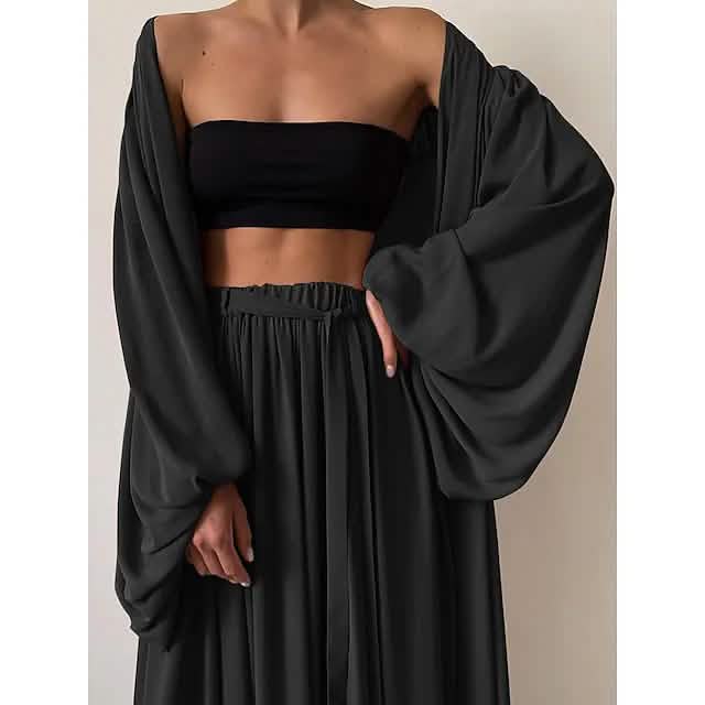 3-teiliges Set: Damen Boho Uni Übergröße