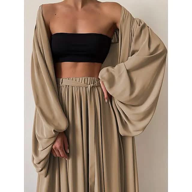 3-teiliges Set: Damen Boho Uni Übergröße