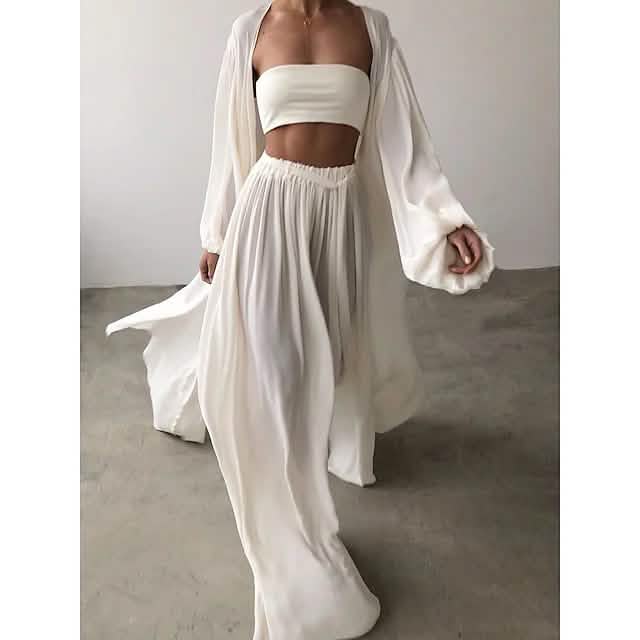 3-teiliges Set: Damen Boho Uni Übergröße