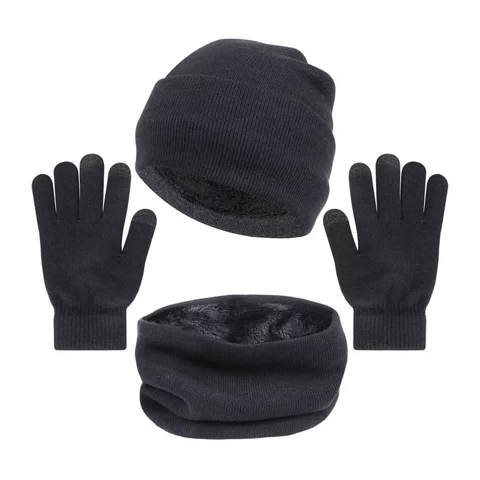 3-teilig: Wintermütze Schal Handschuhe für Herren