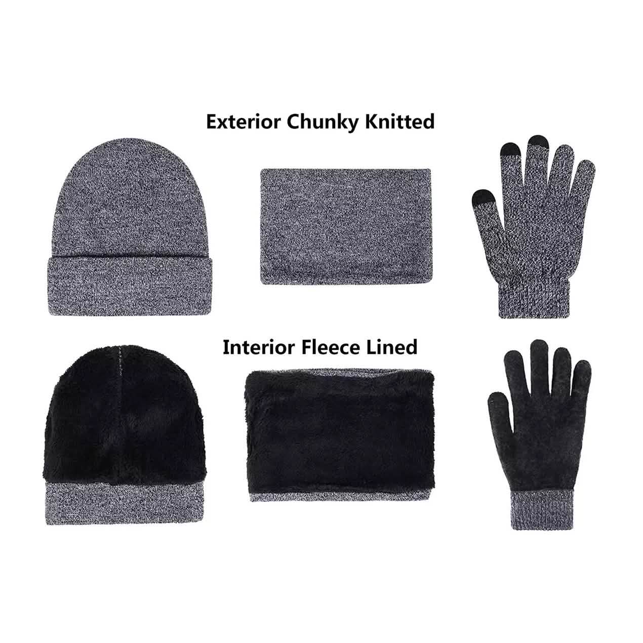 3-teilig: Wintermütze Schal Handschuhe für Herren