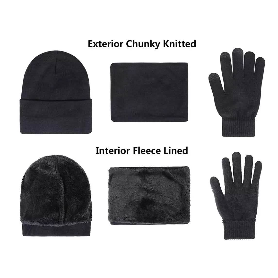 3-teilig: Wintermütze Schal Handschuhe für Herren
