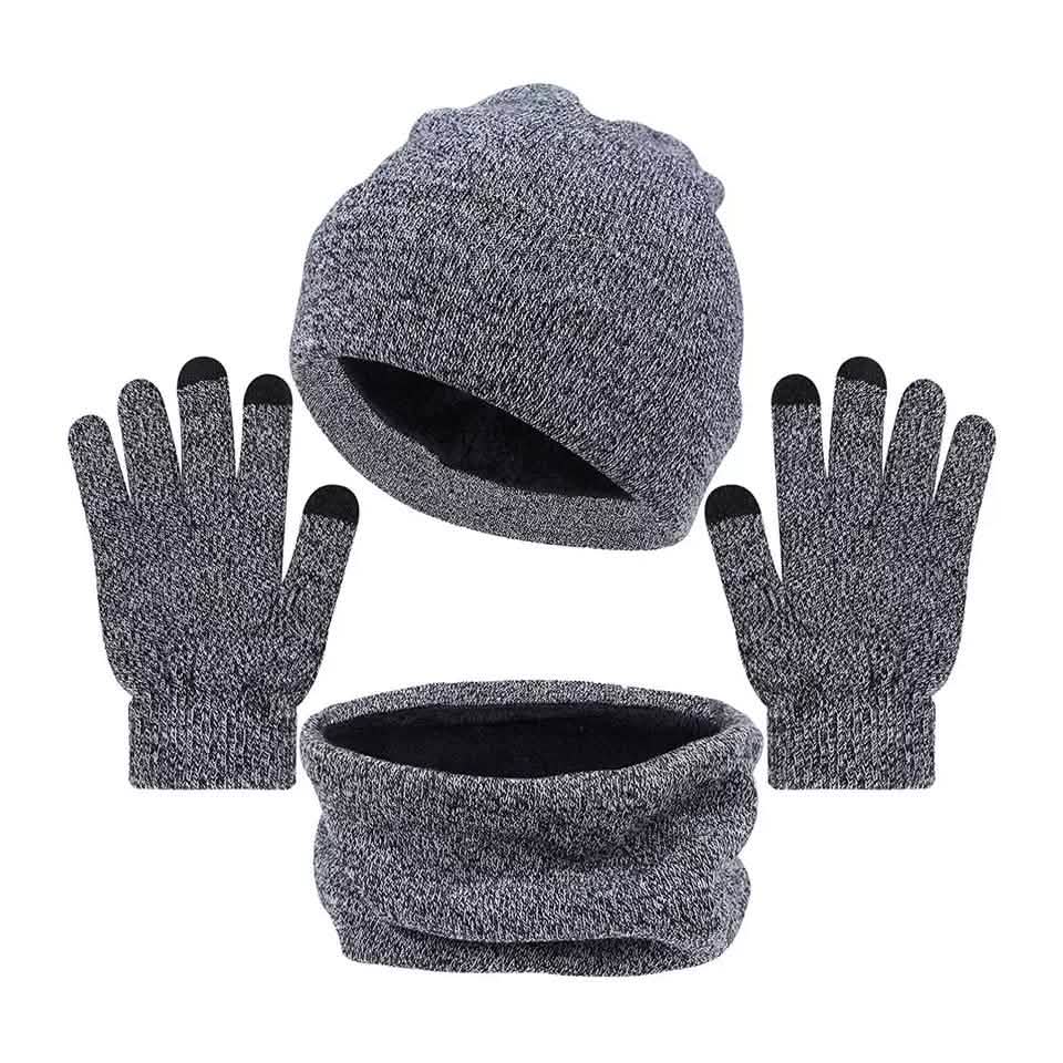 3-teilig: Wintermütze Schal Handschuhe für Herren