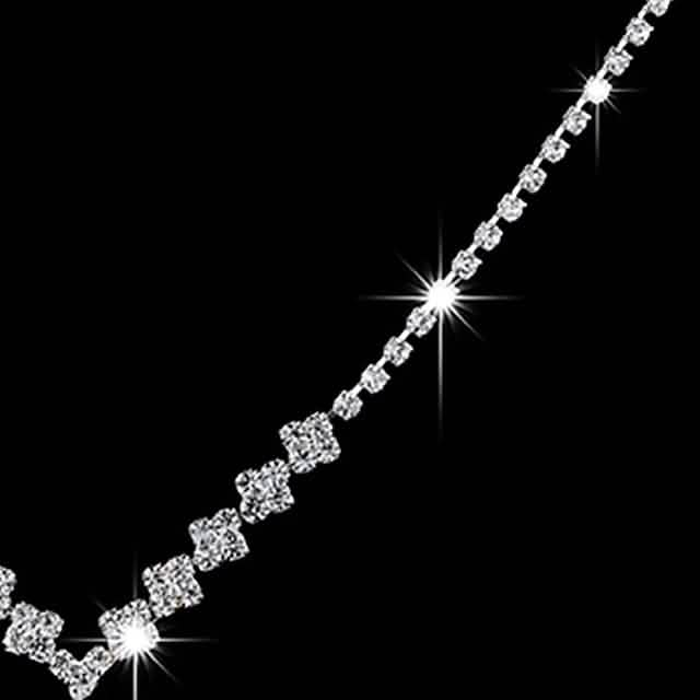 3-teilig: Damen Halskette Ohrringe Set mit Zirkonia-Diamanten
