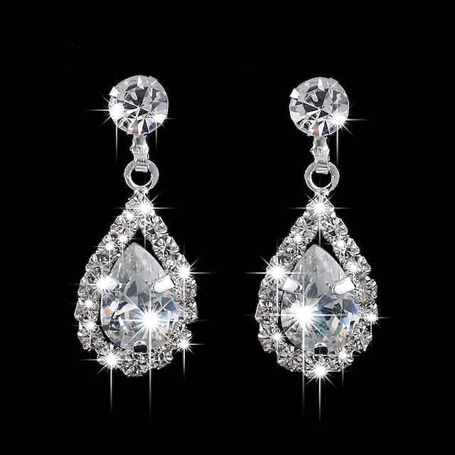 3-teilig: Damen Halskette Ohrringe Set mit Zirkonia-Diamanten