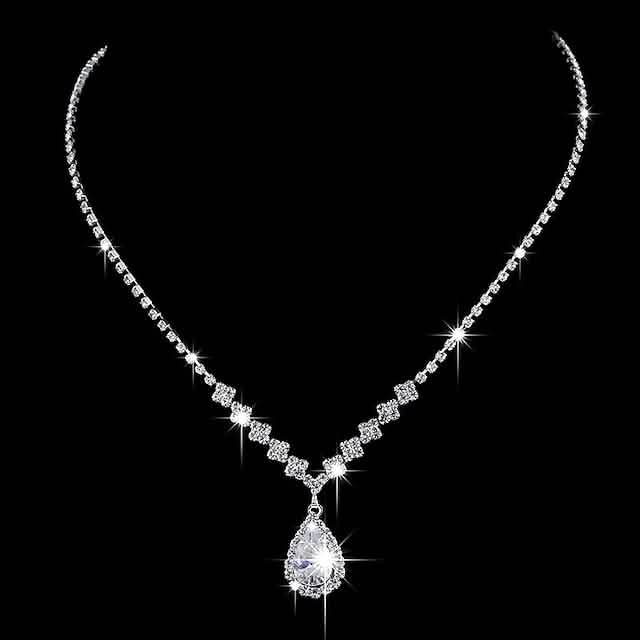 3-teilig: Damen Halskette Ohrringe Set mit Zirkonia-Diamanten