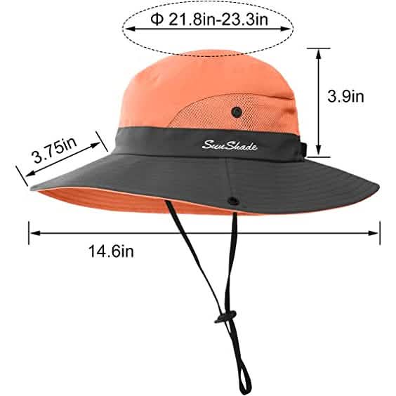 3-teilig: Damen Sonnenhut mit breiter Krempe und Pferdeschwanzöffnung