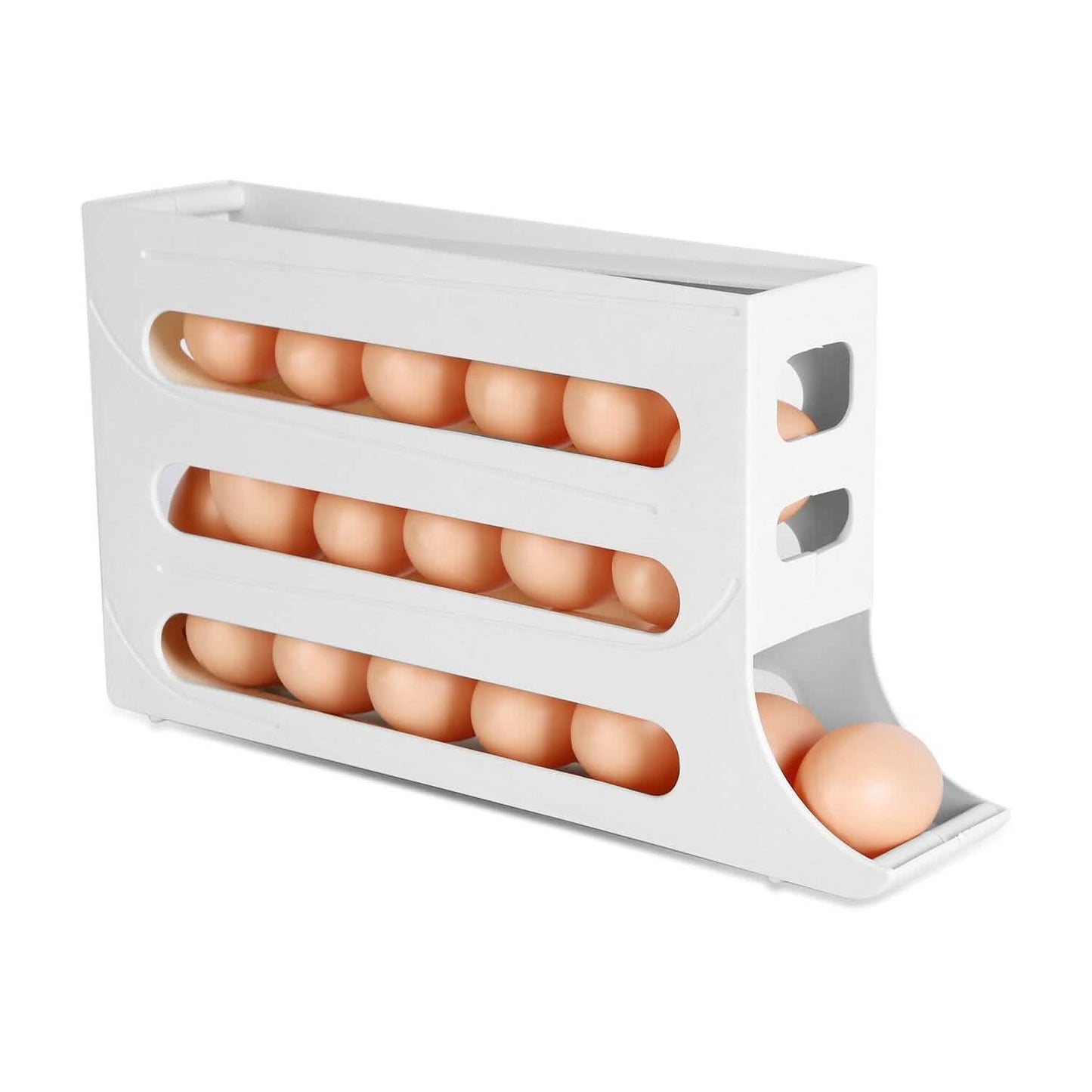 3-teilig: 4-stöckiger Eierhalter, automatisch rollender Kühlschrank-Eier-Organizer