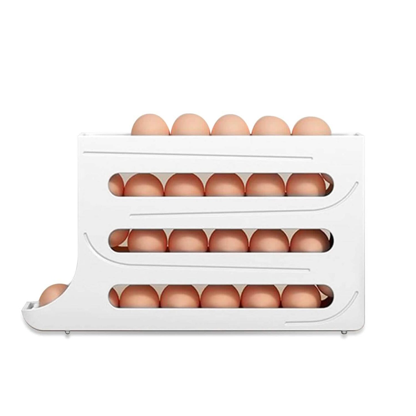 3-teilig: 4-stöckiger Eierhalter, automatisch rollender Kühlschrank-Eier-Organizer