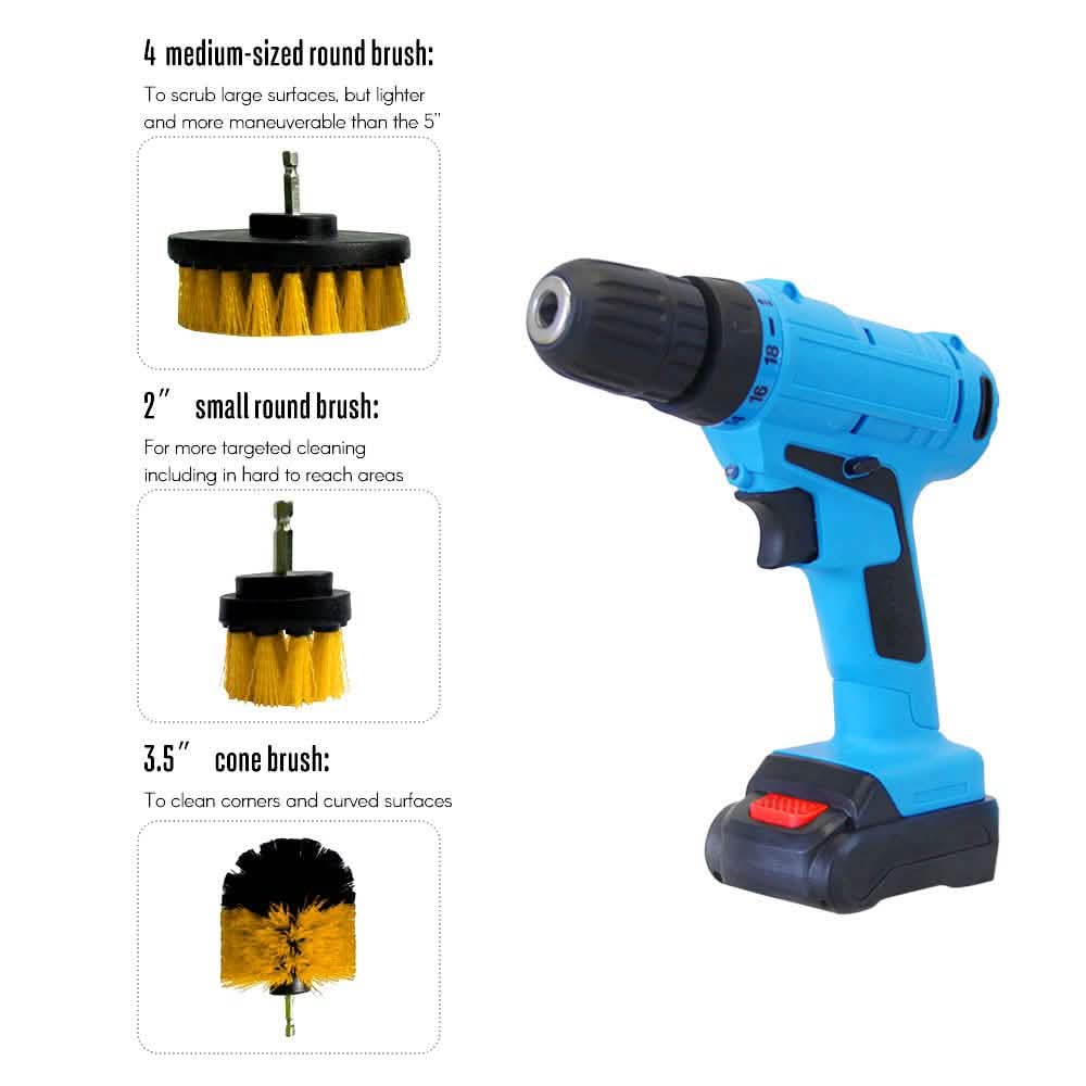 3-teiliges Set: Power-Scrubber-Bürsten-Set Bohrbürsten-Reinigungsbürste