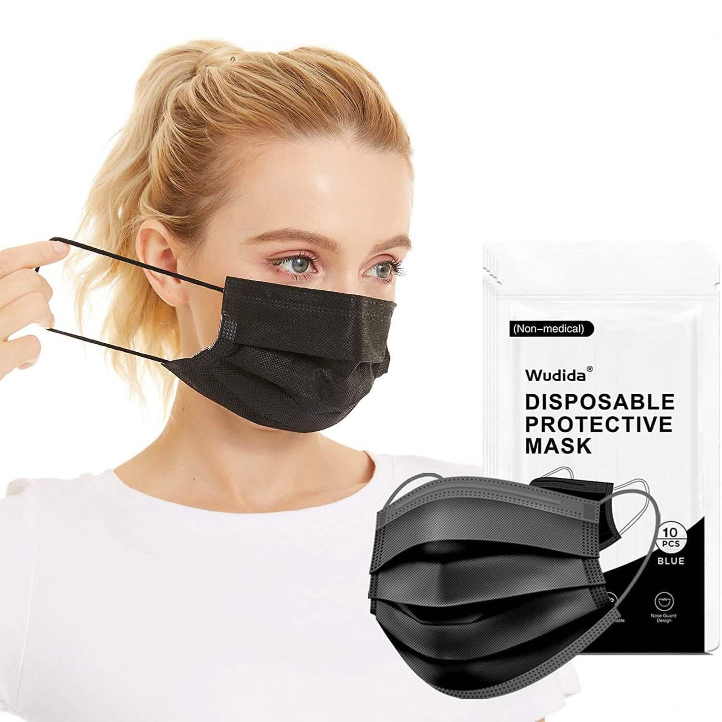 3-lagige Vlies-Staubschutzmasken in Becherform mit elastischen Ohrschlaufen zum Einmalgebrauch