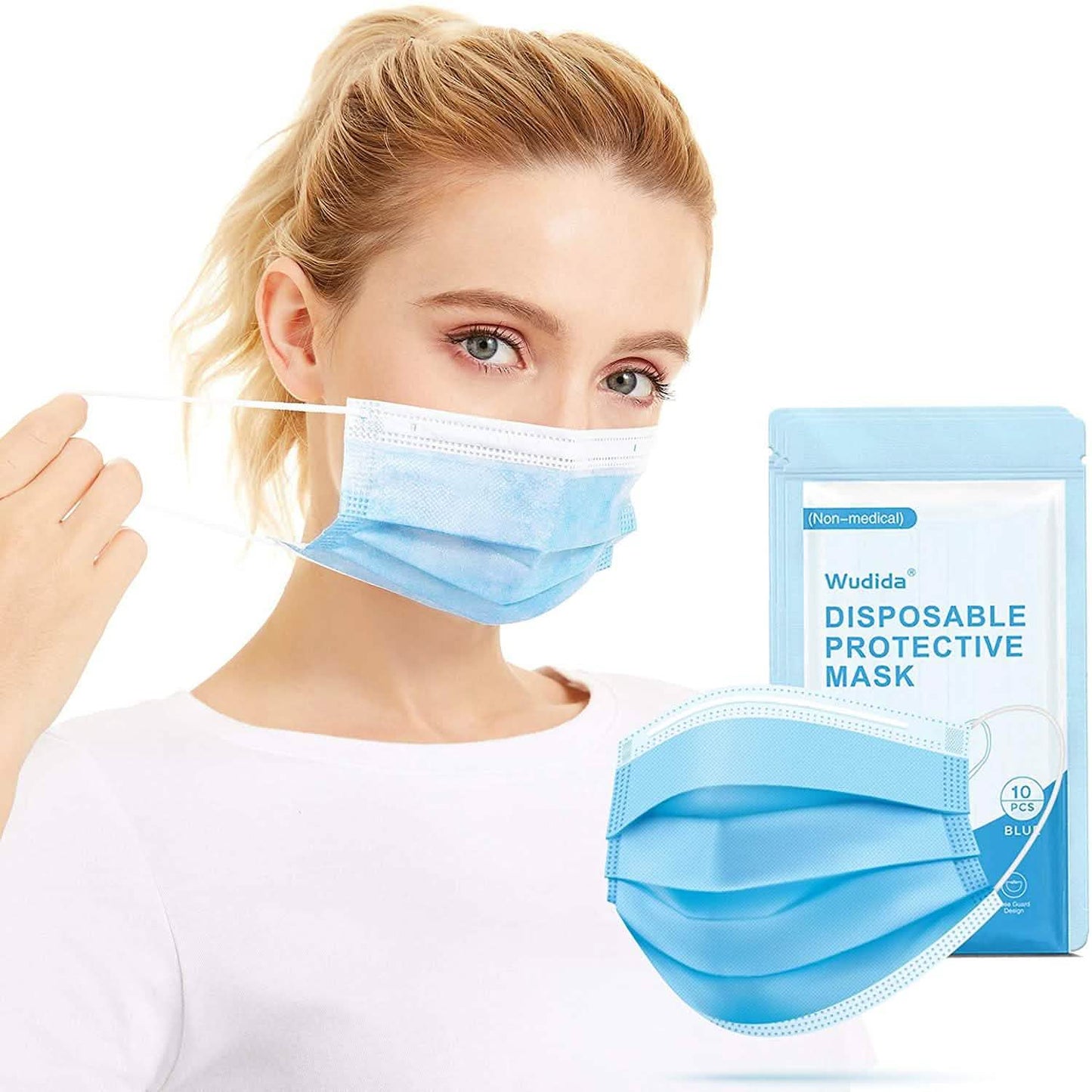 3-lagige Vlies-Staubschutzmasken in Becherform mit elastischen Ohrschlaufen zum Einmalgebrauch