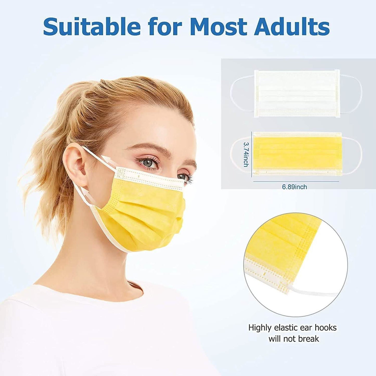 3-lagige Vlies-Staubschutzmasken in Becherform mit elastischen Ohrschlaufen zum Einmalgebrauch