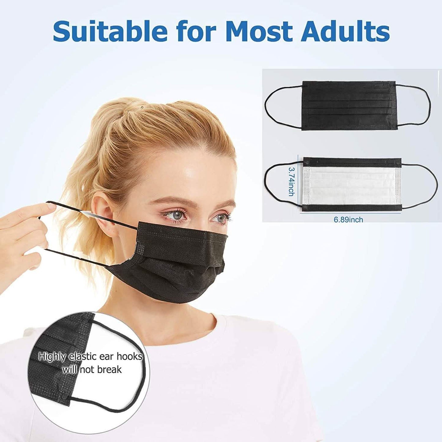 3-lagige Vlies-Staubschutzmasken in Becherform mit elastischen Ohrschlaufen zum Einmalgebrauch