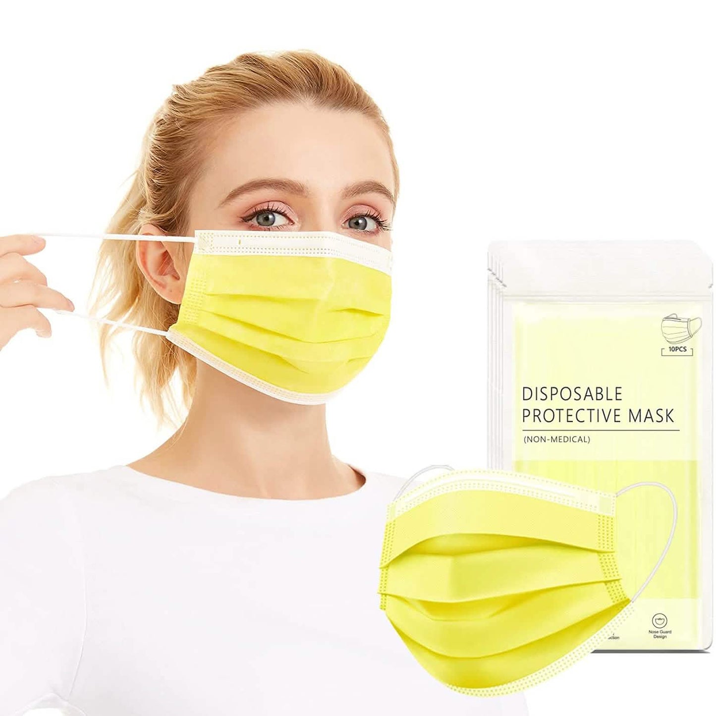 3-lagige Vlies-Staubschutzmasken in Becherform mit elastischen Ohrschlaufen zum Einmalgebrauch
