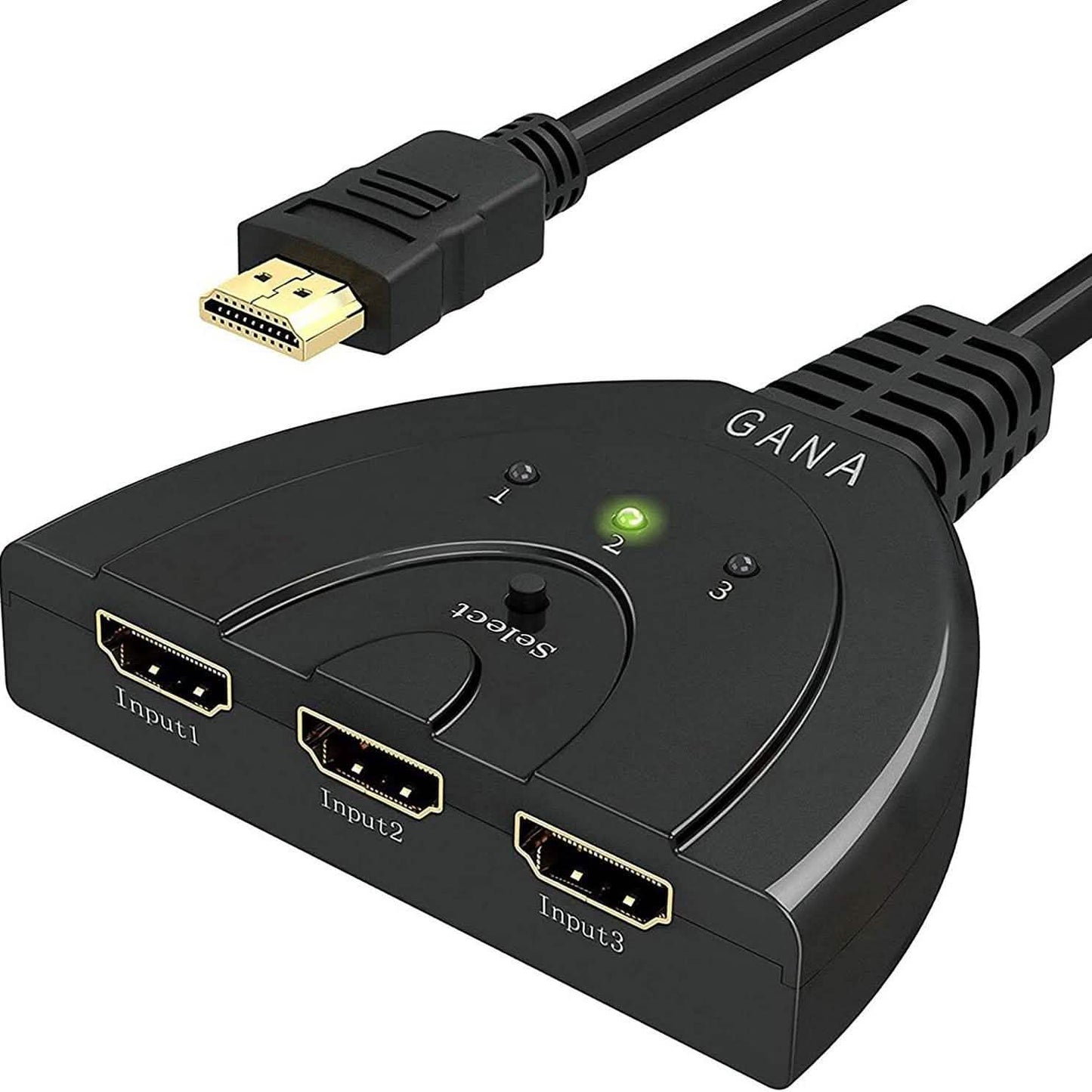 3-Port HDMI Switch, Splitter, unterstützt Full HD1080p, 3D mit High Speed Pigtail Kabel