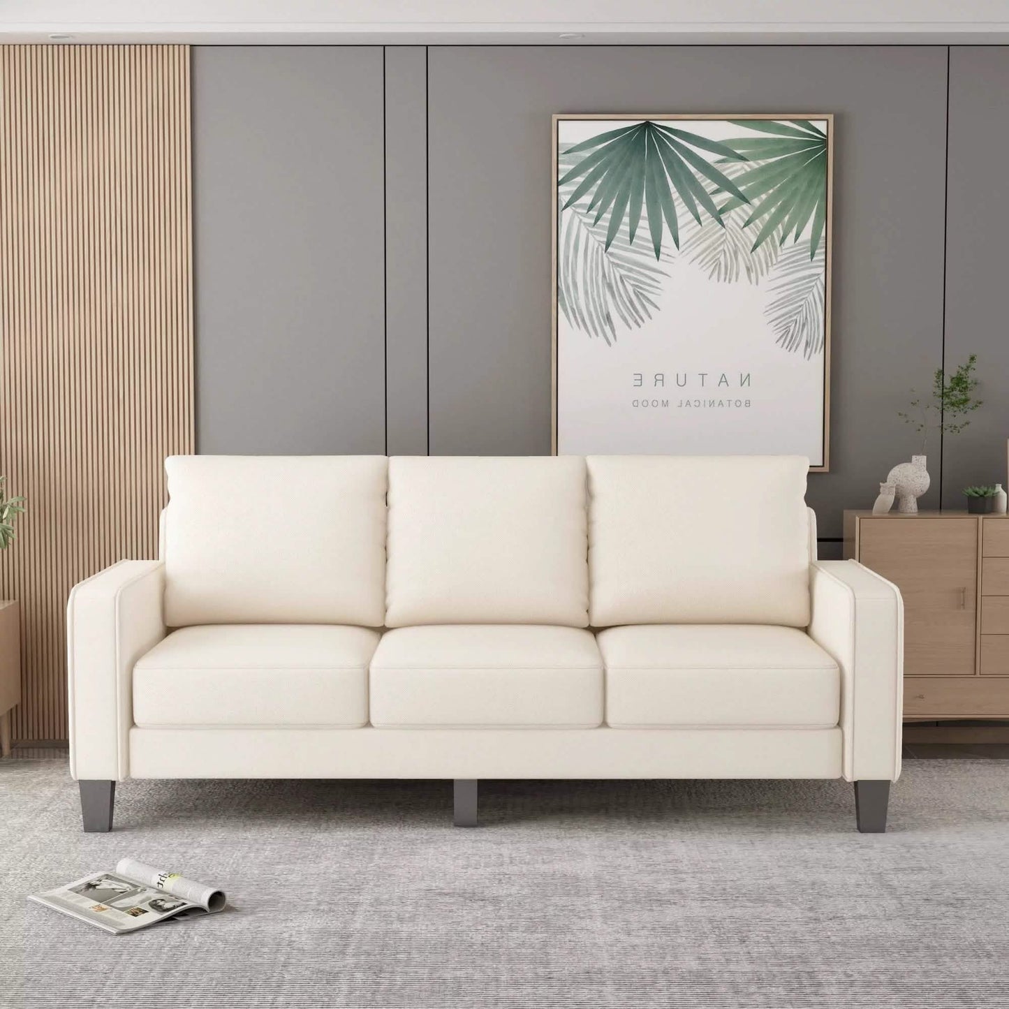3-Sitzer-Sofa für Wohnzimmer – Modernes Stoffsofa mit Stauraum