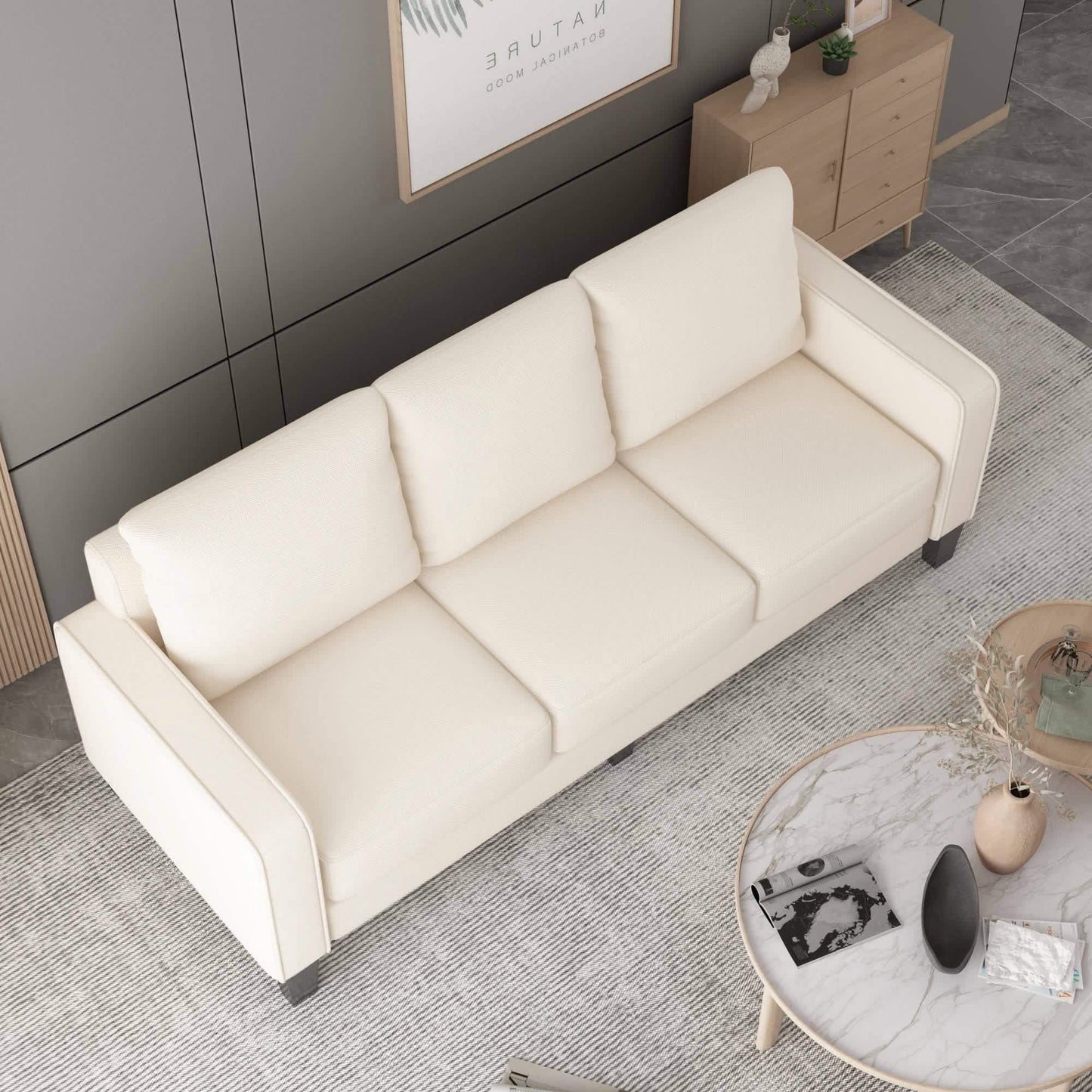 3-Sitzer-Sofa für Wohnzimmer – Modernes Stoffsofa mit Stauraum
