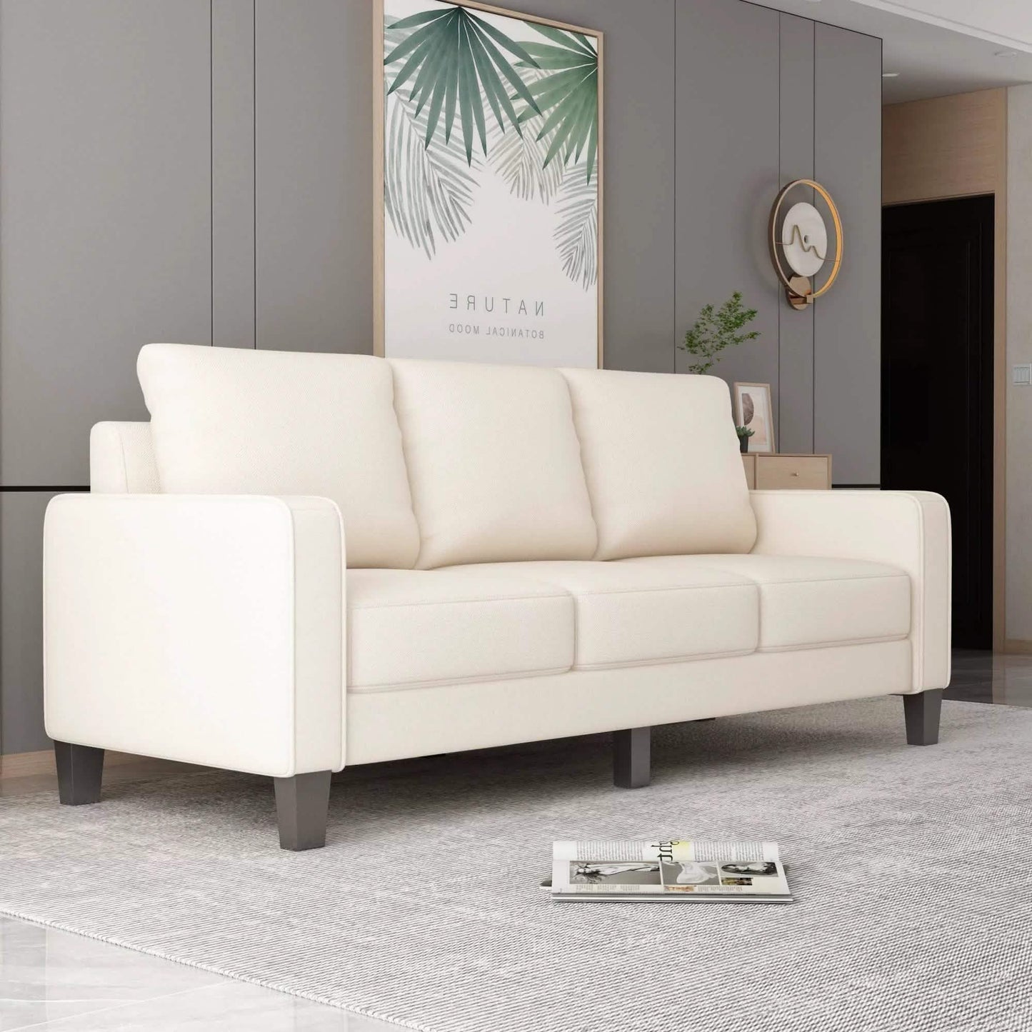 3-Sitzer-Sofa für Wohnzimmer – Modernes Stoffsofa mit Stauraum