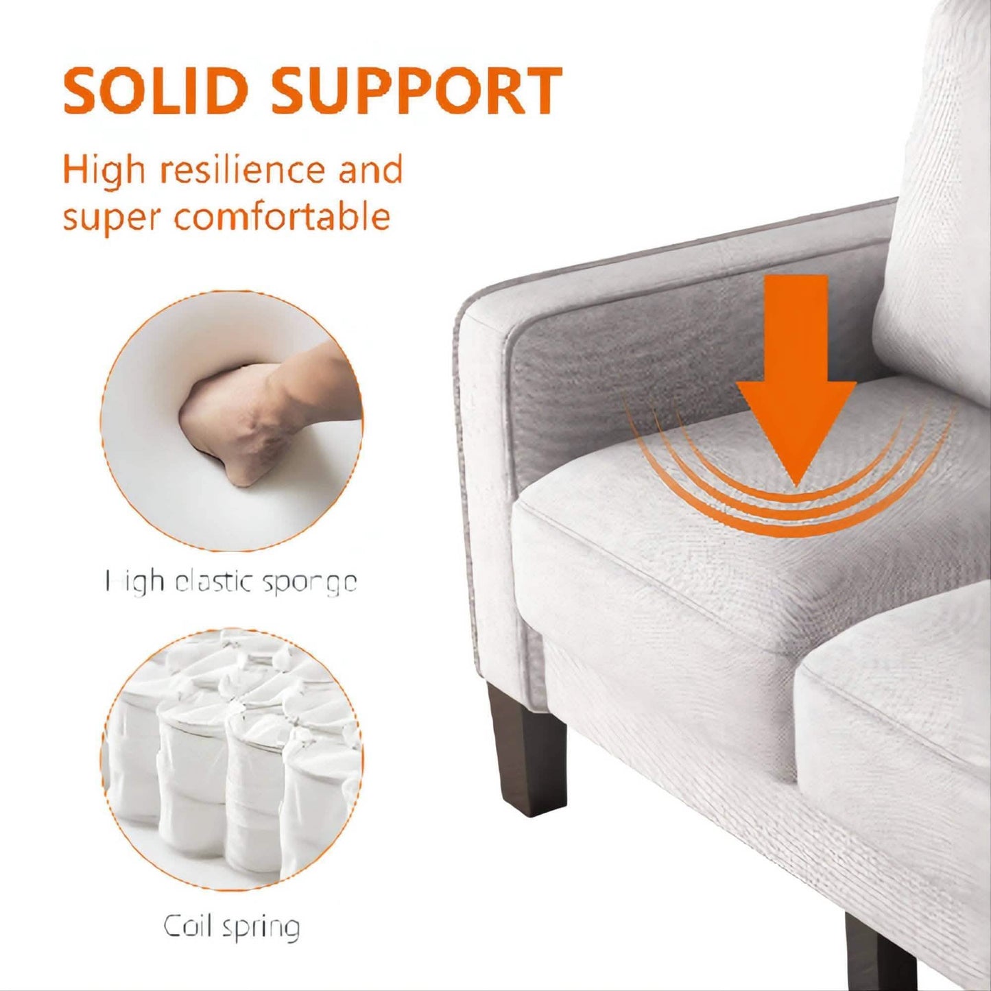 3-Sitzer-Sofa für Wohnzimmer – Modernes Stoffsofa mit Stauraum
