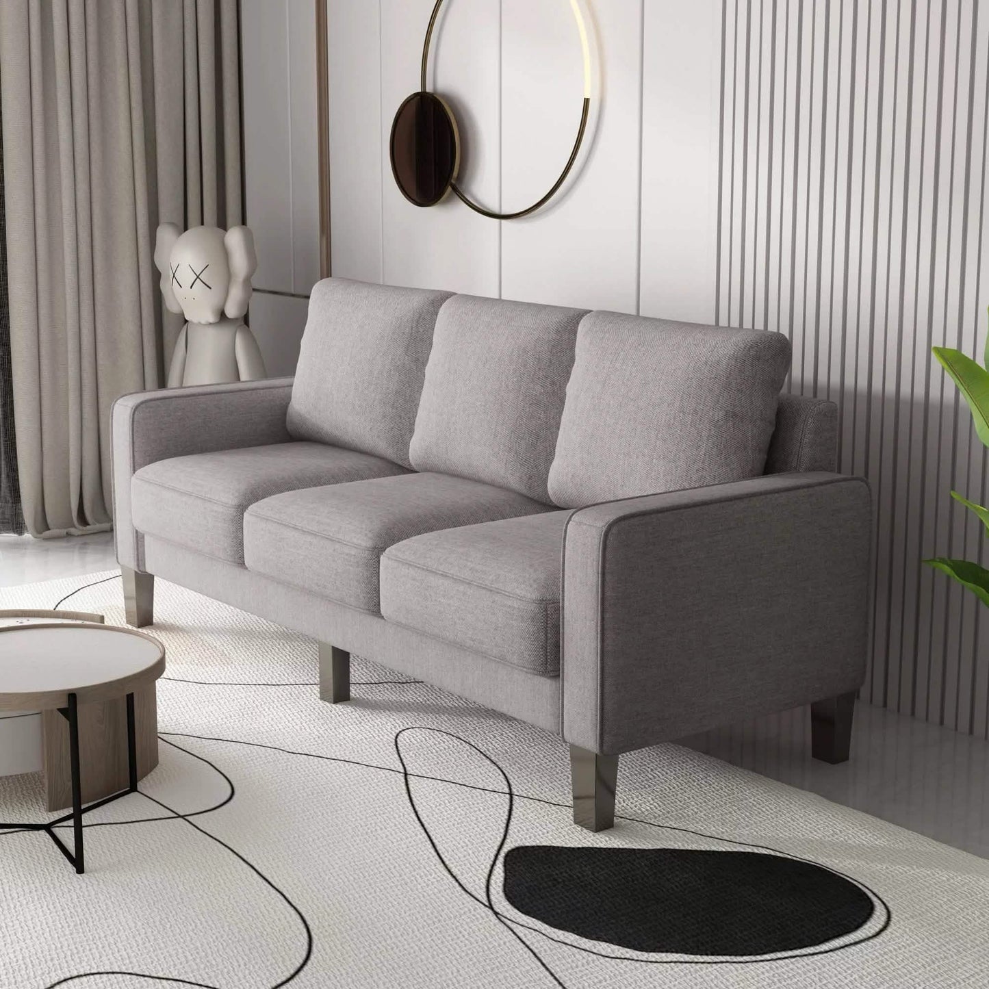 3-Sitzer-Sofa für Wohnzimmer – Modernes Stoffsofa mit Stauraum
