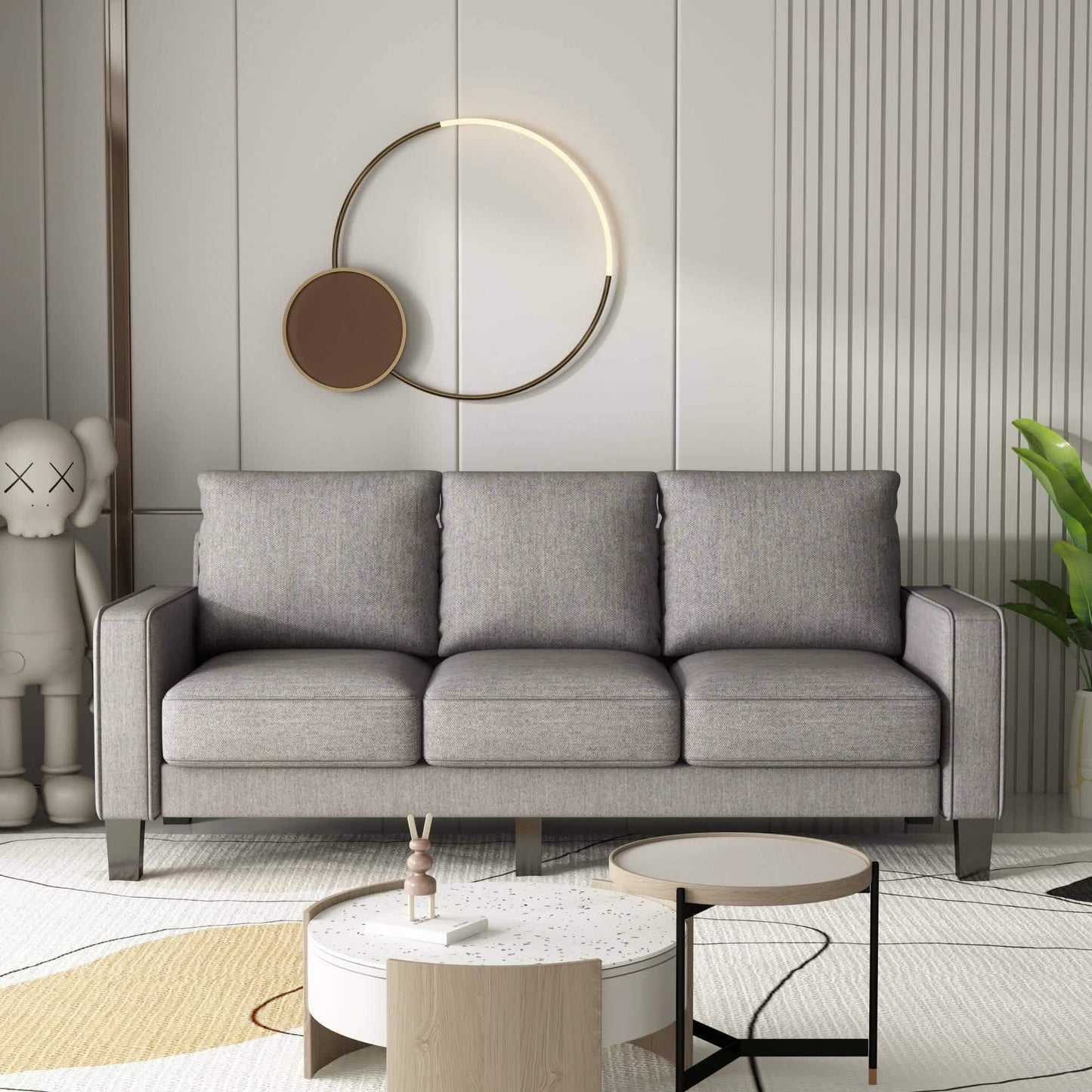 3-Sitzer-Sofa für Wohnzimmer – Modernes Stoffsofa mit Stauraum