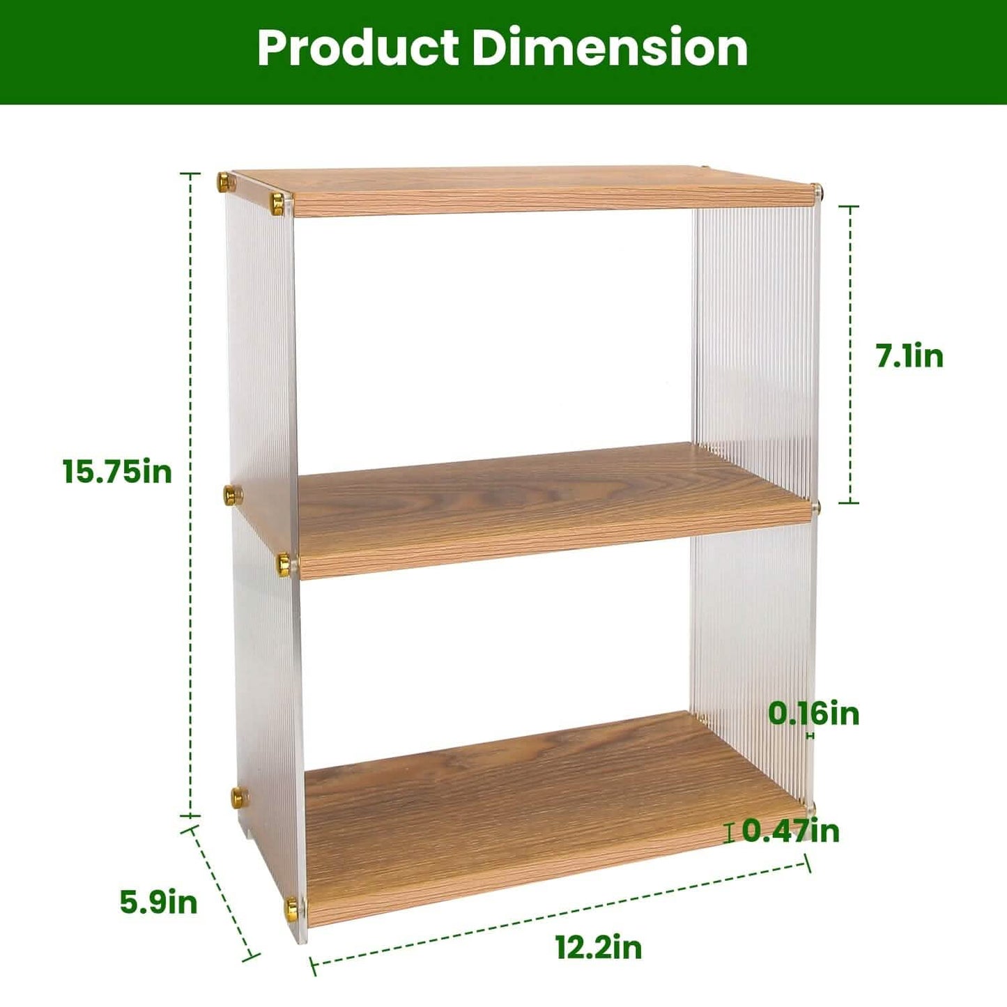 3-stöckig: Acryl-Arbeitsplatten-Organizer Badregal aus Holz