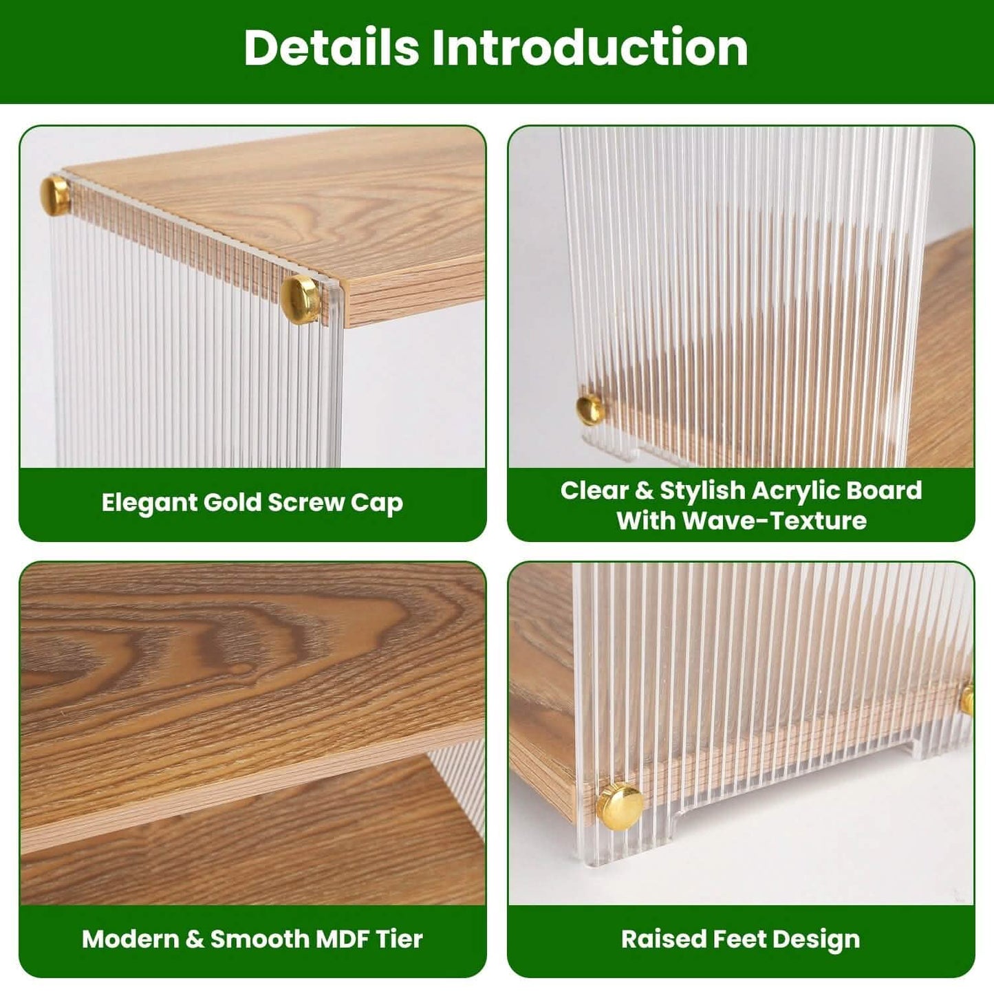 3-stöckig: Acryl-Arbeitsplatten-Organizer Badregal aus Holz