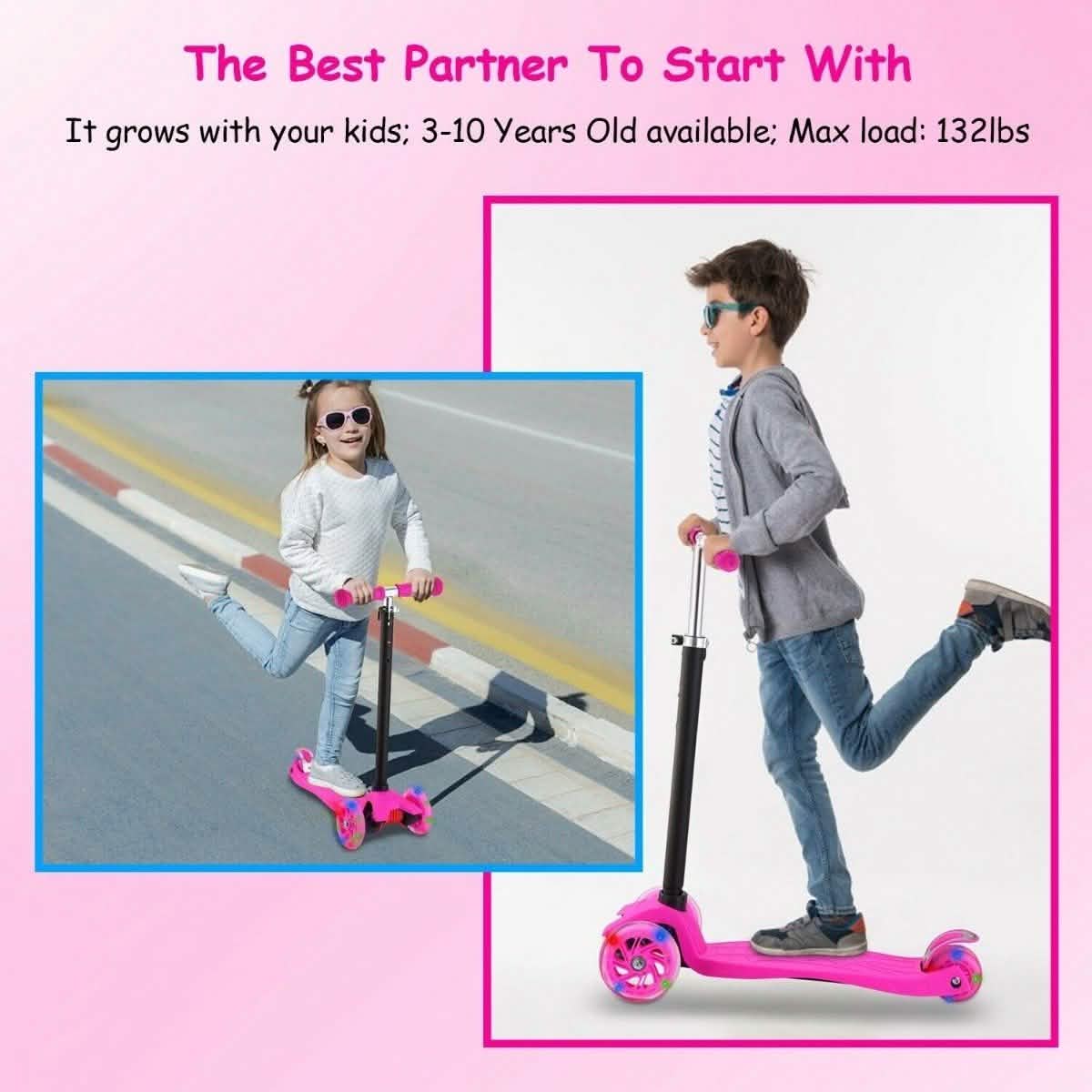 3-Rad LED-Kick-Scooter für Kinder – Flashing Scooter, höhenverstellbar