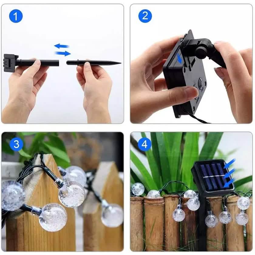30 LED Solar Lichterkette Kugeln Außen Wasserdicht Garten Deko