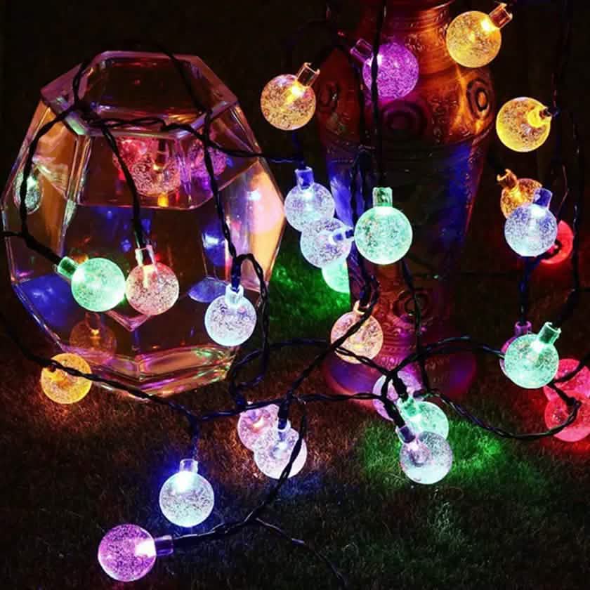 30 LED Solar Lichterkette Kugeln Außen Wasserdicht Garten Deko