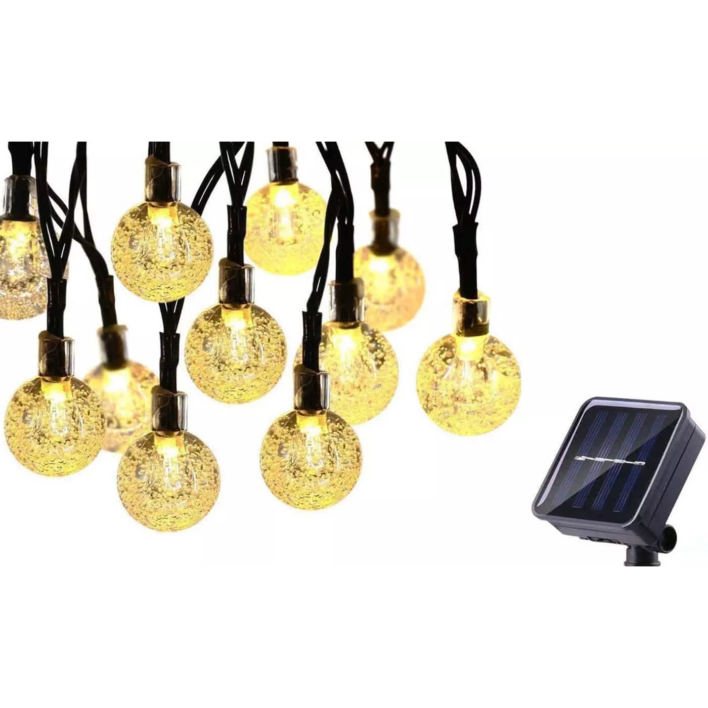30 LED Solar Lichterkette Kugeln Außen Wasserdicht Garten Deko
