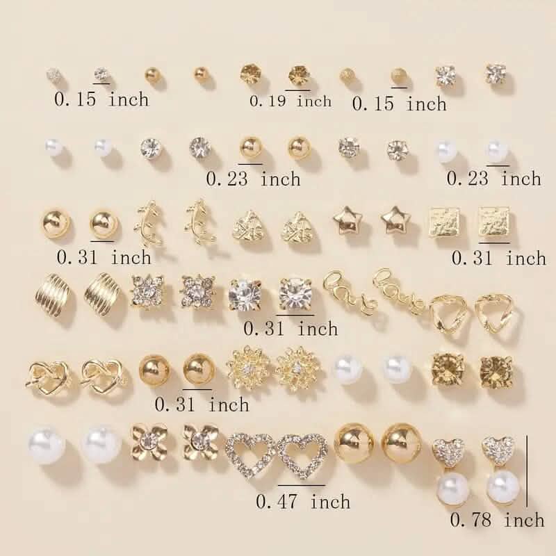 30 Paar: Legierung Voll Strass Liebe Runde Kunstperle Buchstaben Ohrstecker Set