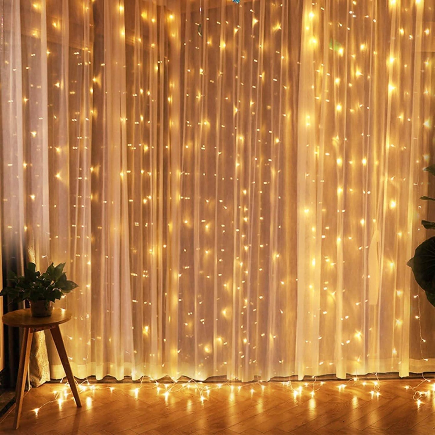 300LED Lichterkette warmweiß Vorhang Lichterkette mit Sternen