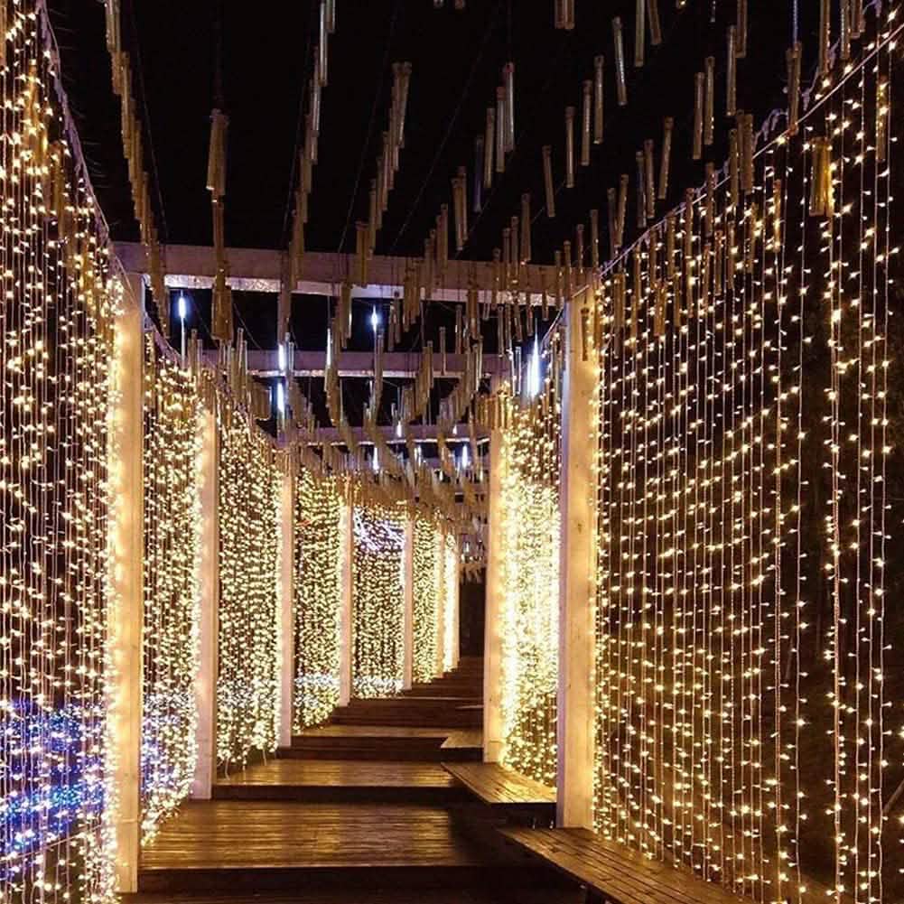 300LED Lichterkette warmweiß Vorhang Lichterkette mit Sternen