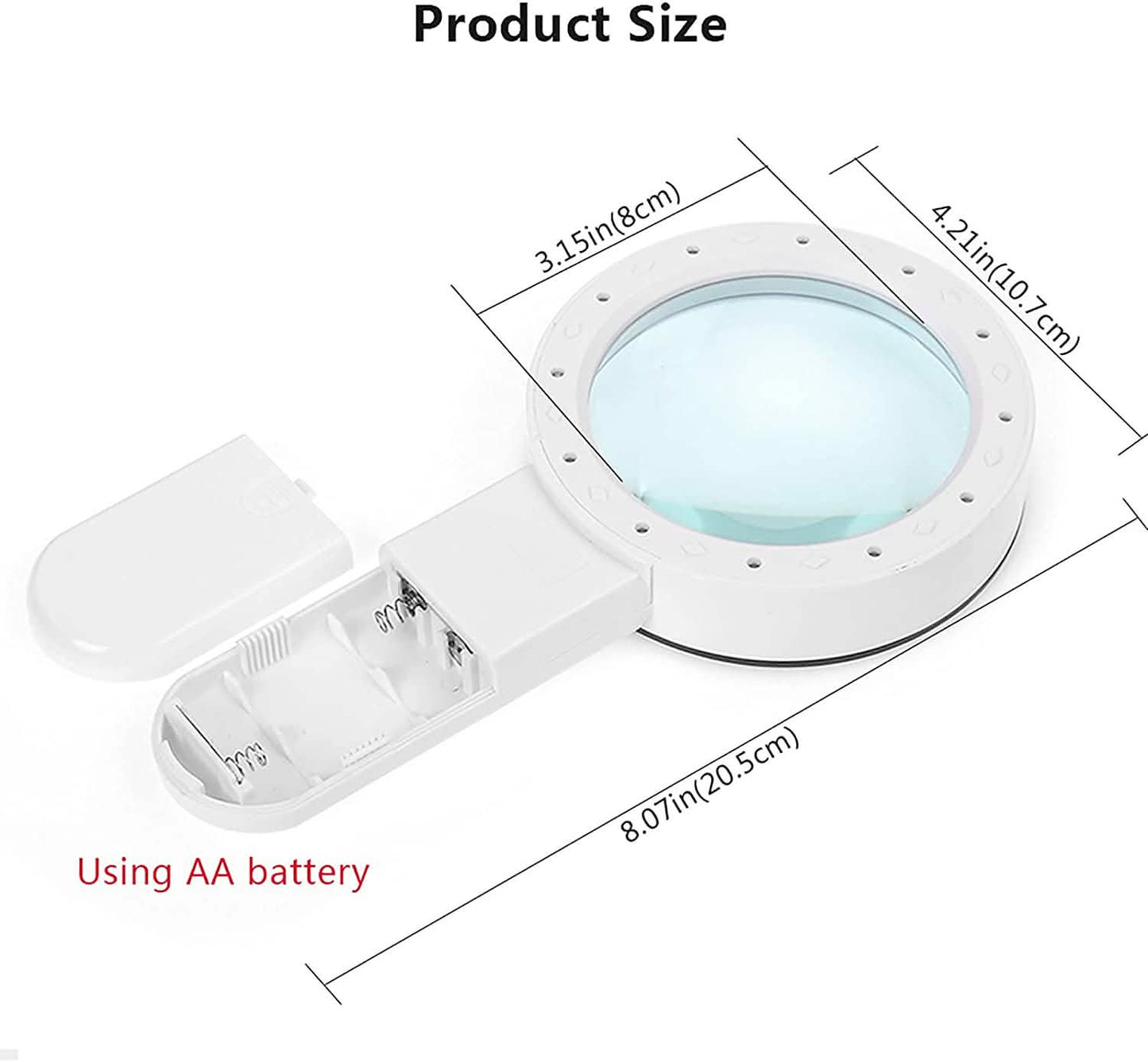 30X Handlupe große Lupe 12 LED beleuchtet Lupe