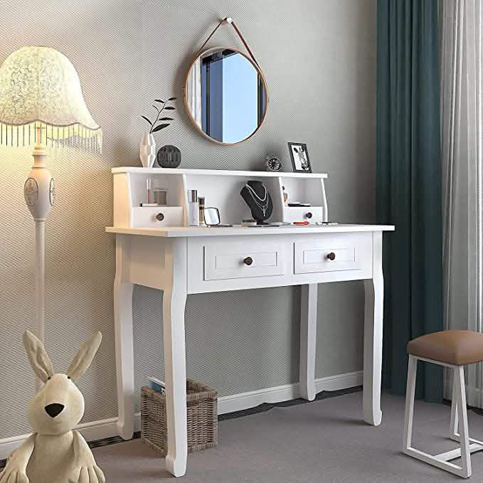 32" Sekretär aus Holz Schlafzimmer Kleine Kommode mit 4 Schubladen