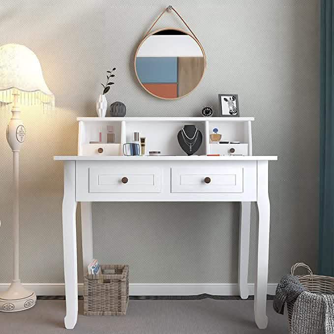 32" Sekretär aus Holz Schlafzimmer Kleine Kommode mit 4 Schubladen