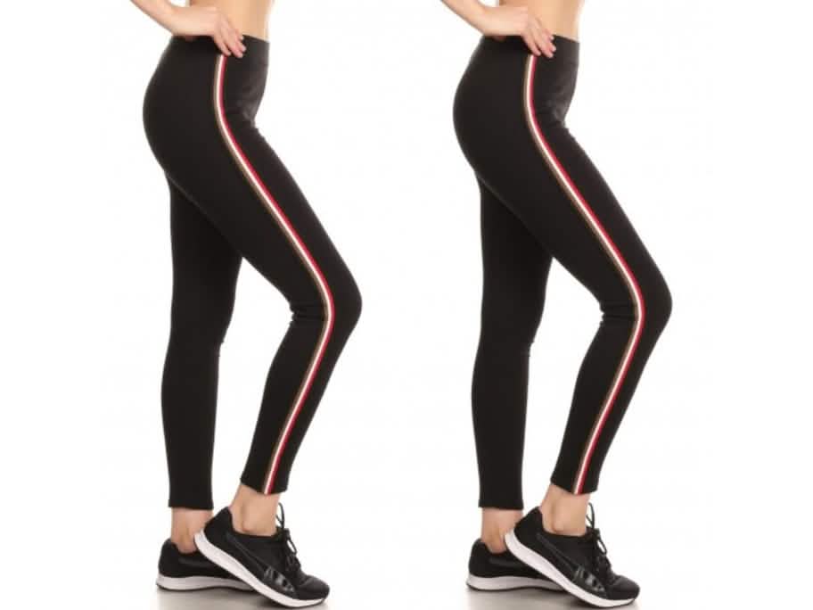 2er-Pack: Damen-Leggings aus Baumwollmischung mit Seitenstreifen