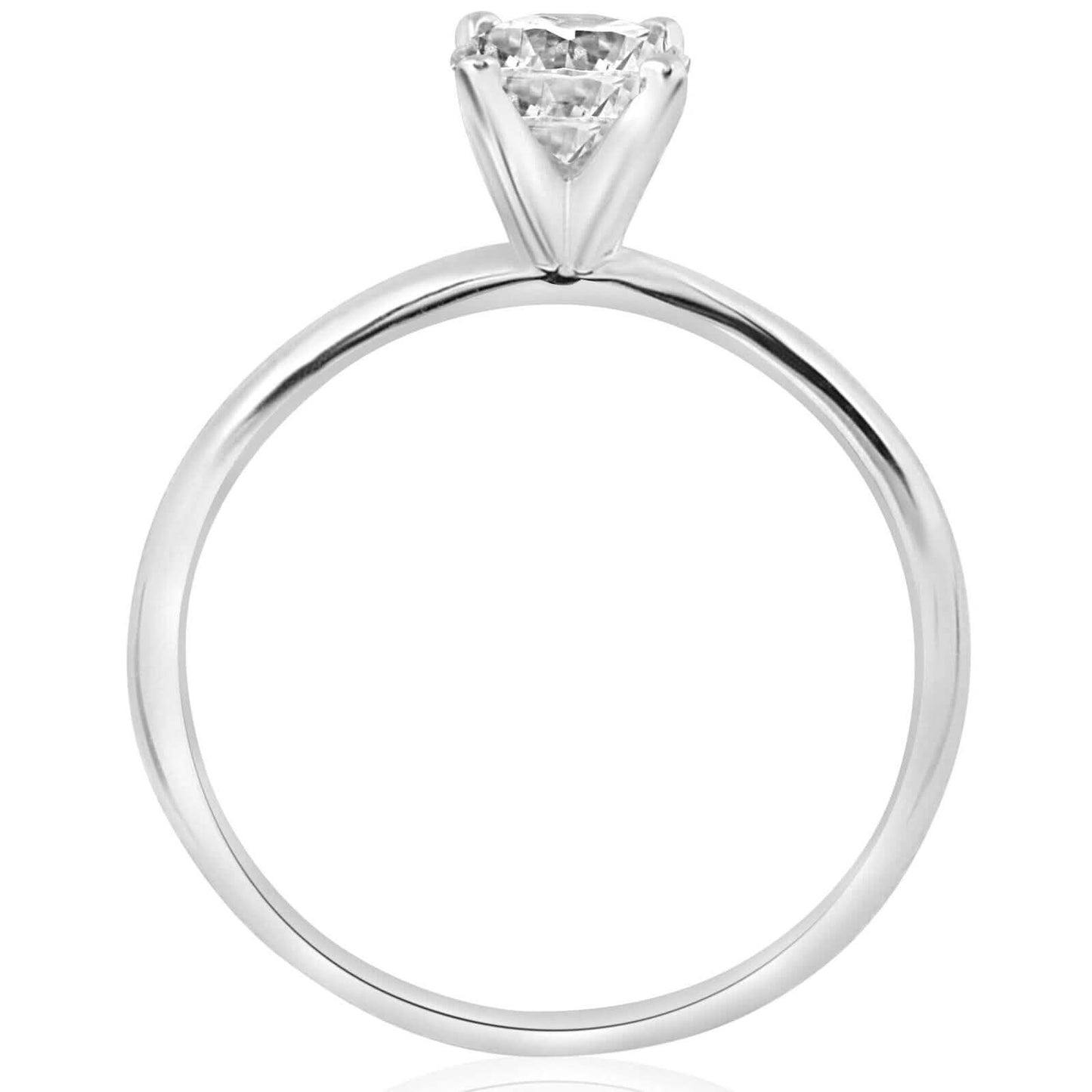 Verlobungsring Solitär 0,75 Karat runder Naturdiamant 14k Weißgold
