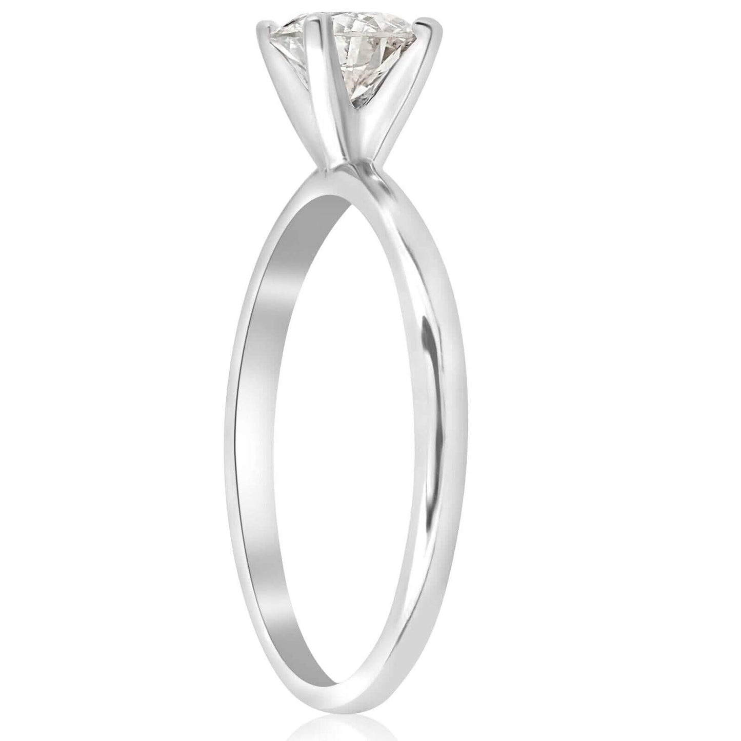 Verlobungsring Solitär 0,75 Karat runder Naturdiamant 14k Weißgold