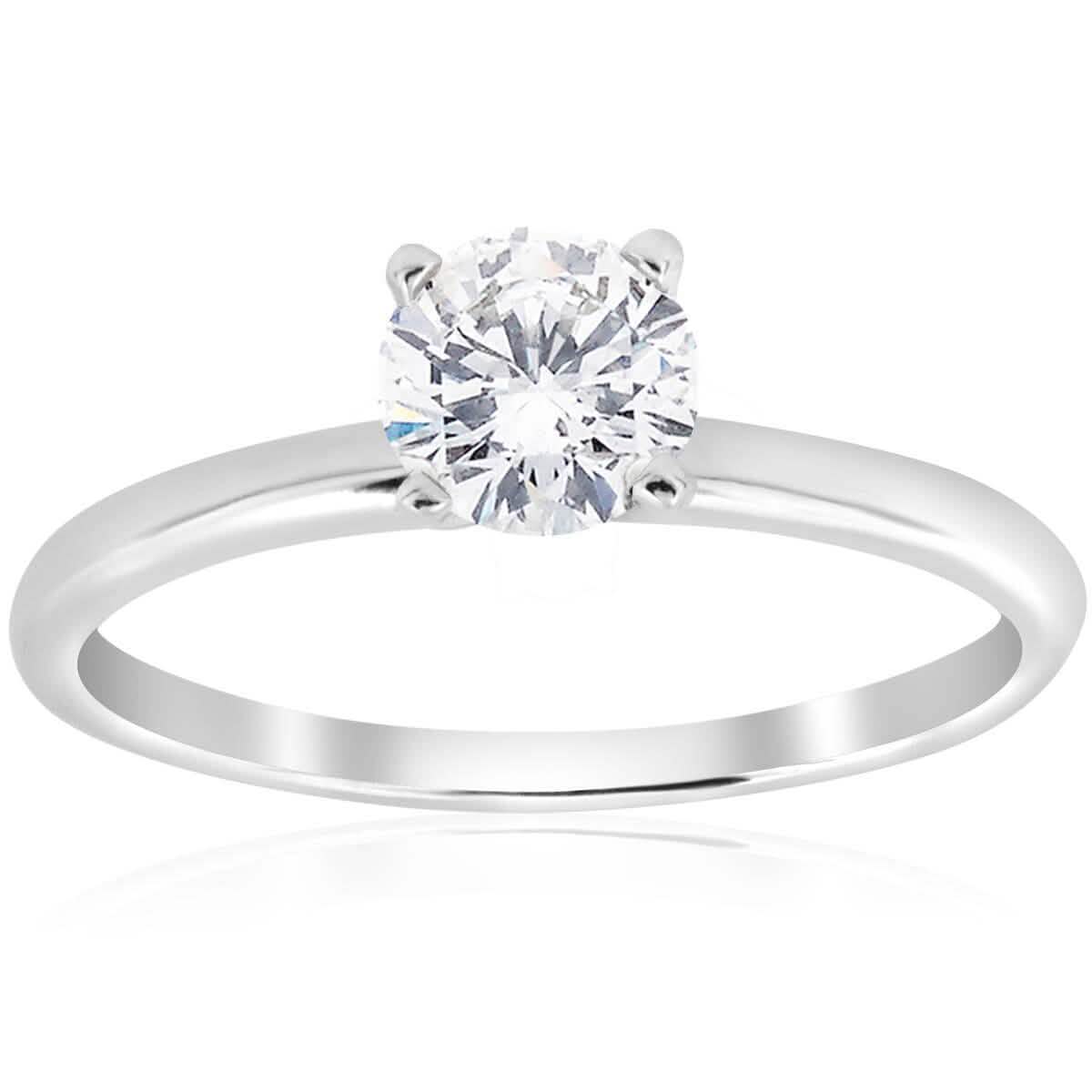Verlobungsring Solitär 0,75 Karat runder Naturdiamant 14k Weißgold